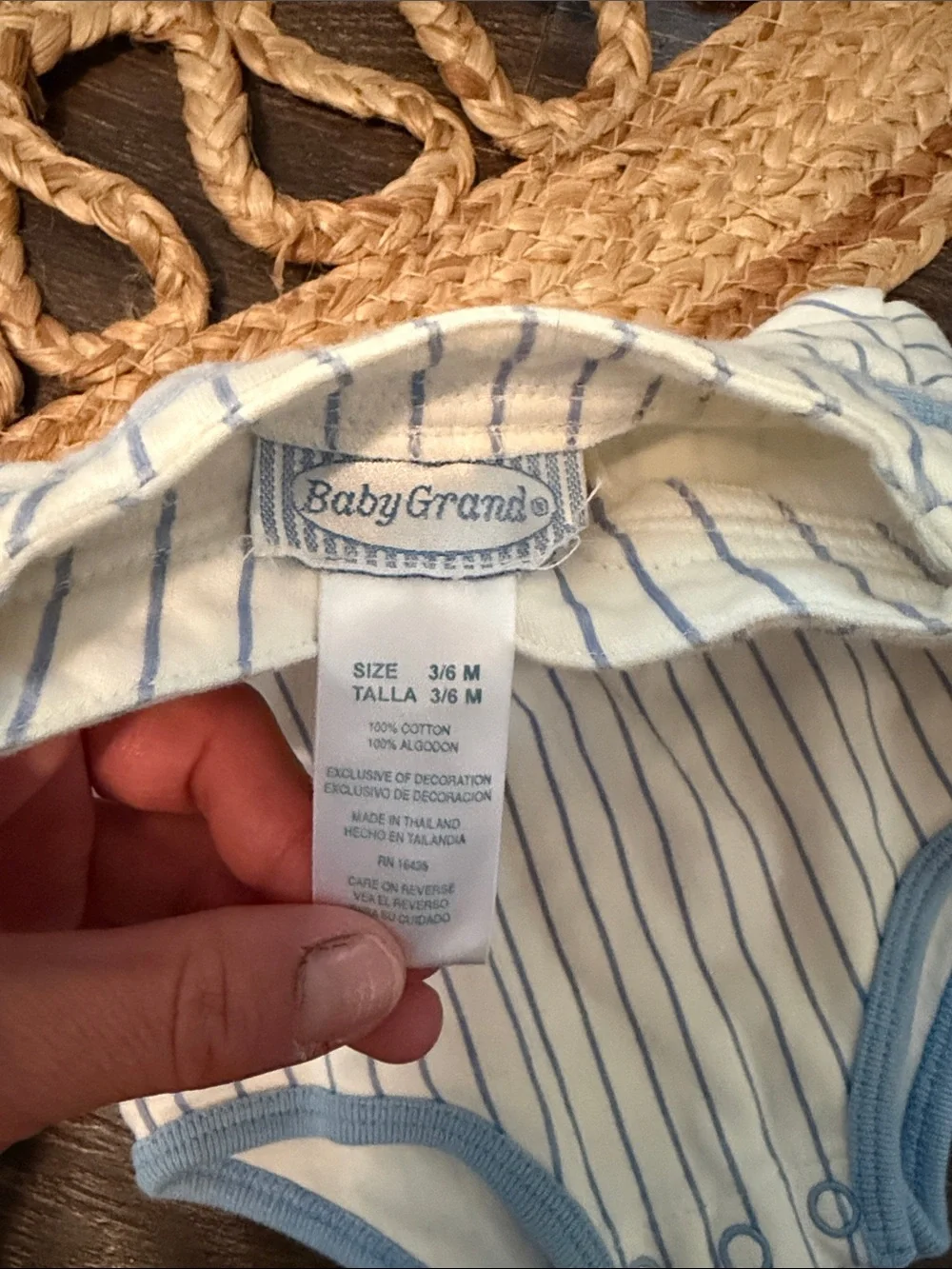 Baby Grand Blue Pinstripe 'Champ' Cotton One-Piece Bodysuit 3-6months